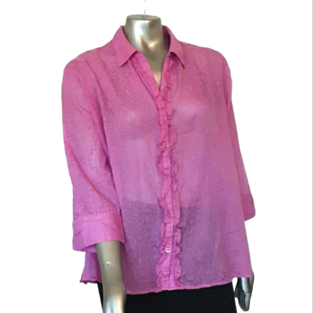🪻BOGO🪻Classic Elements Pink Career Blouse Sz XL - Picture 3 of 7